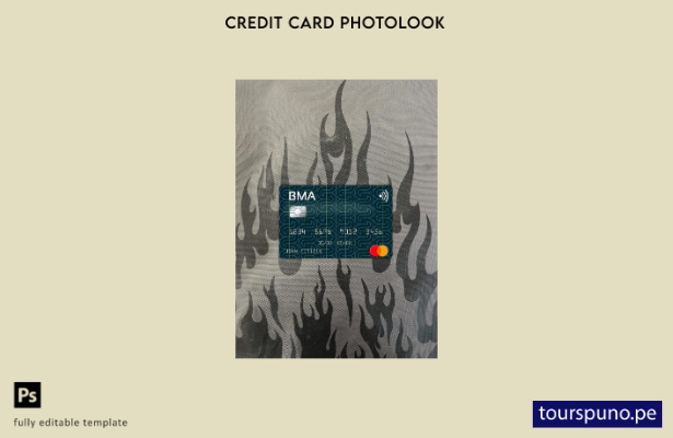 listo para imprimir Plantilla frontal de aspecto fotográfico de tarjeta masterca